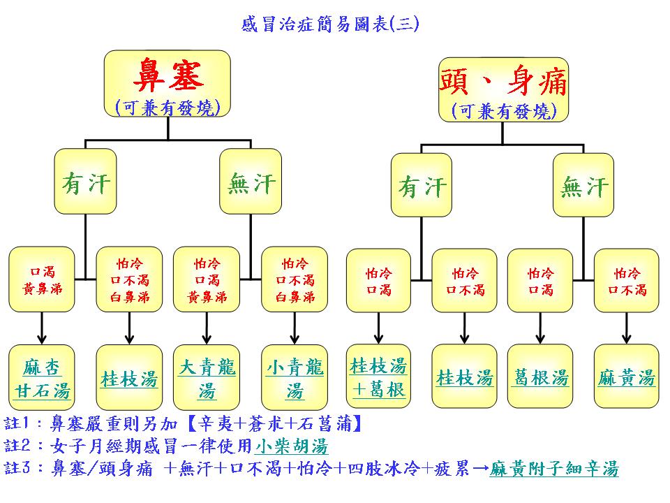 倪海厦感冒治症简易图表3