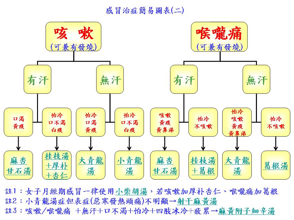 倪海厦感冒治症简易图表2